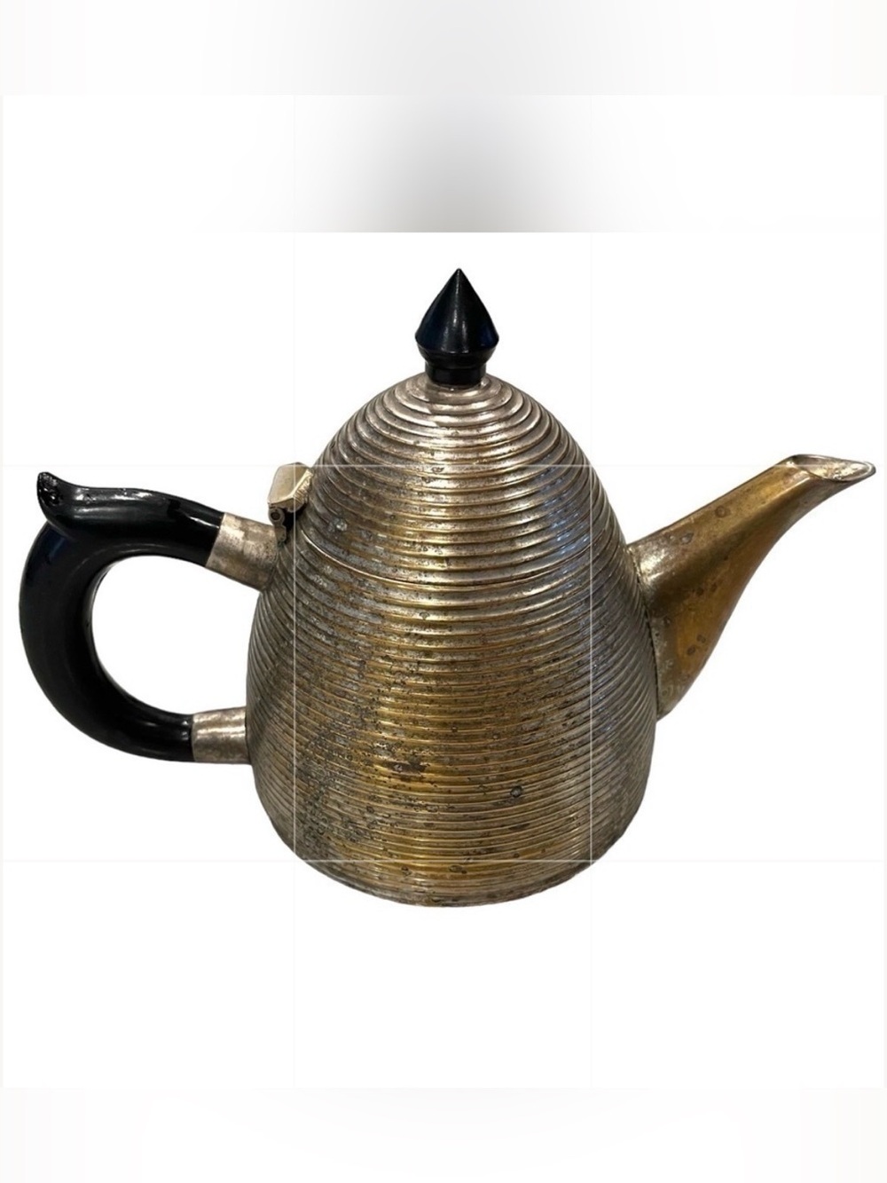 Silver ART DECO FLAIR TEA POT Beehive pattern Silver-plated